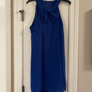 Blue halter chiffon knee length dress NWT